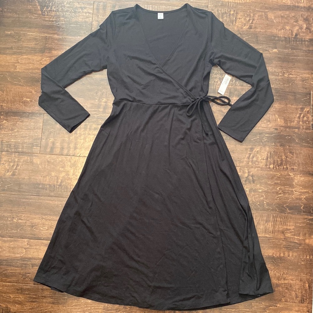 Old Navy Black Midi Wrap Dress